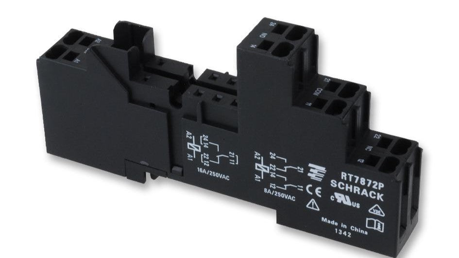 Socket with spring clamps for PCB relays with pinning 5mm