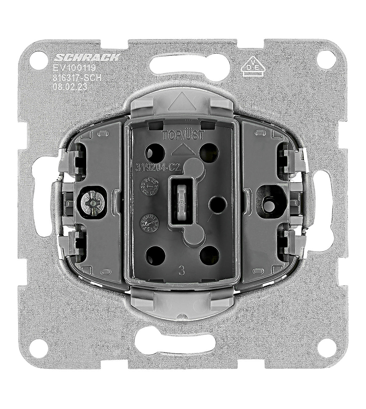 One gang push button insert, 1 NO, cage clamps