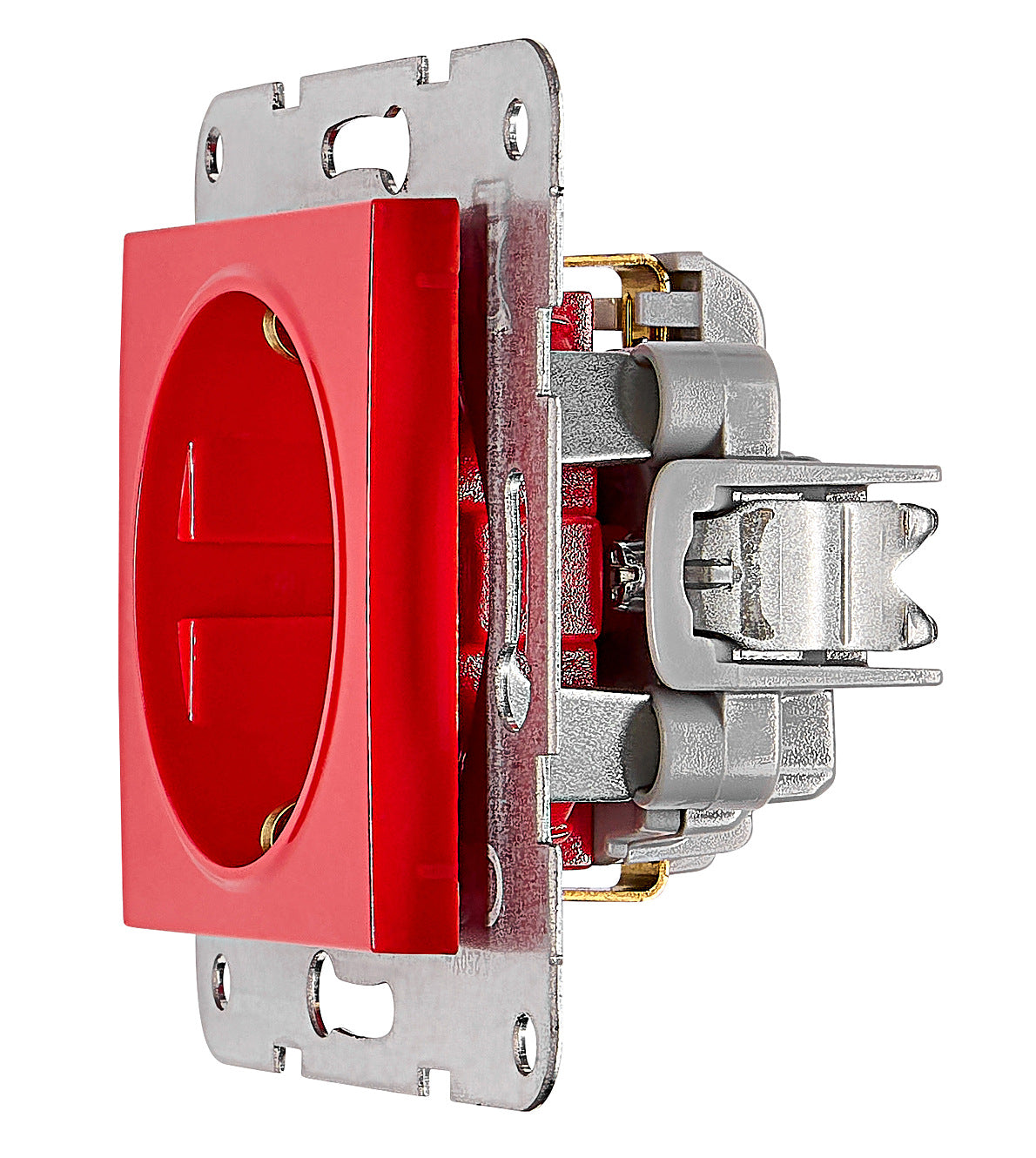 Socket outlet, screw clamps, red