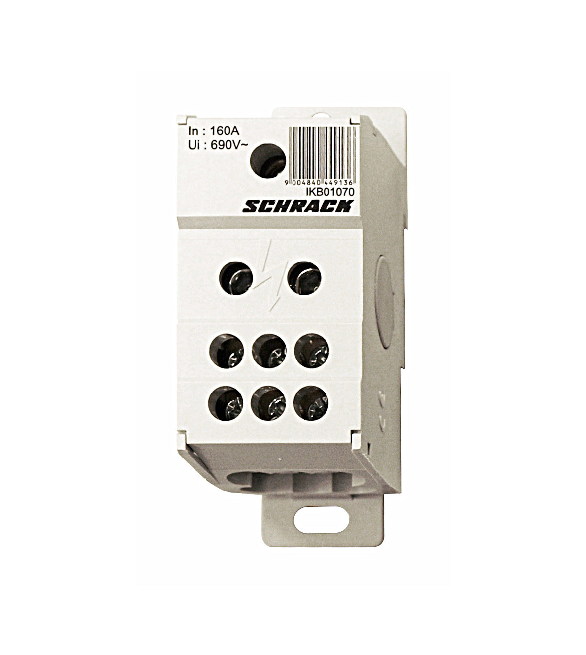 Main branch terminal, 1-pole,160A, in. 1x70mm², out.6x16mm²