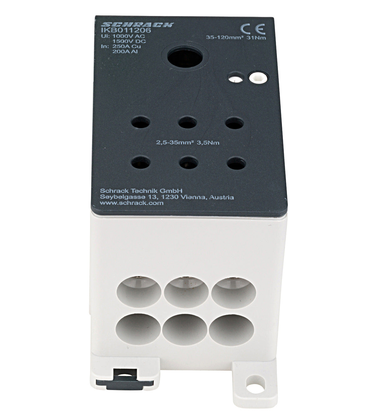AL - Main branch terminal, 1-pole,250A, 1x120mm²,6x35mm²