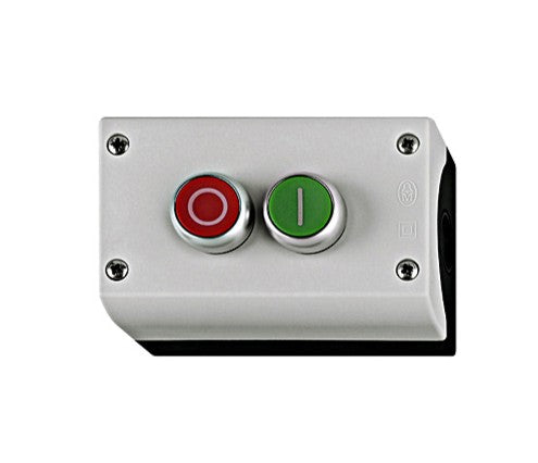 Compl. enclosure, 2 push-butt., 0/I, red/green, 2 x 1NO+1NC