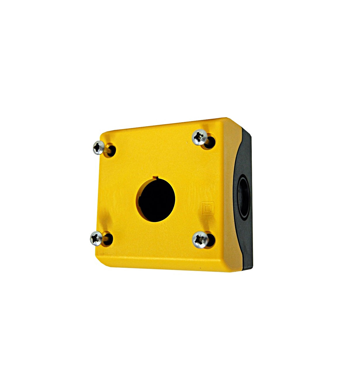 Surface mounting enclosure, 1 hole, black/yellow
