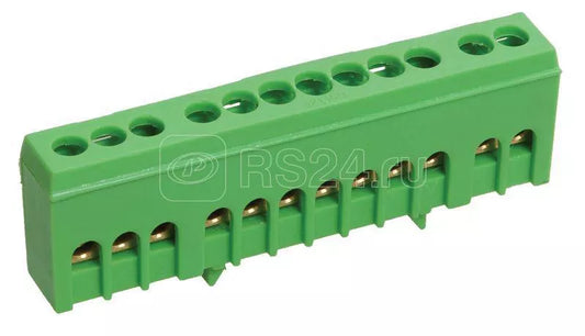 DIN-rail insulated PE busbar SHNI-6×9-12-K-Z (green), IEK