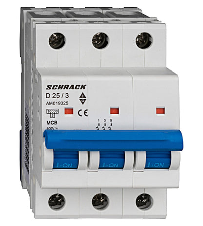 Miniature Circuit Breaker (MCB) AMPARO 10kA, D 25A, 3-pole