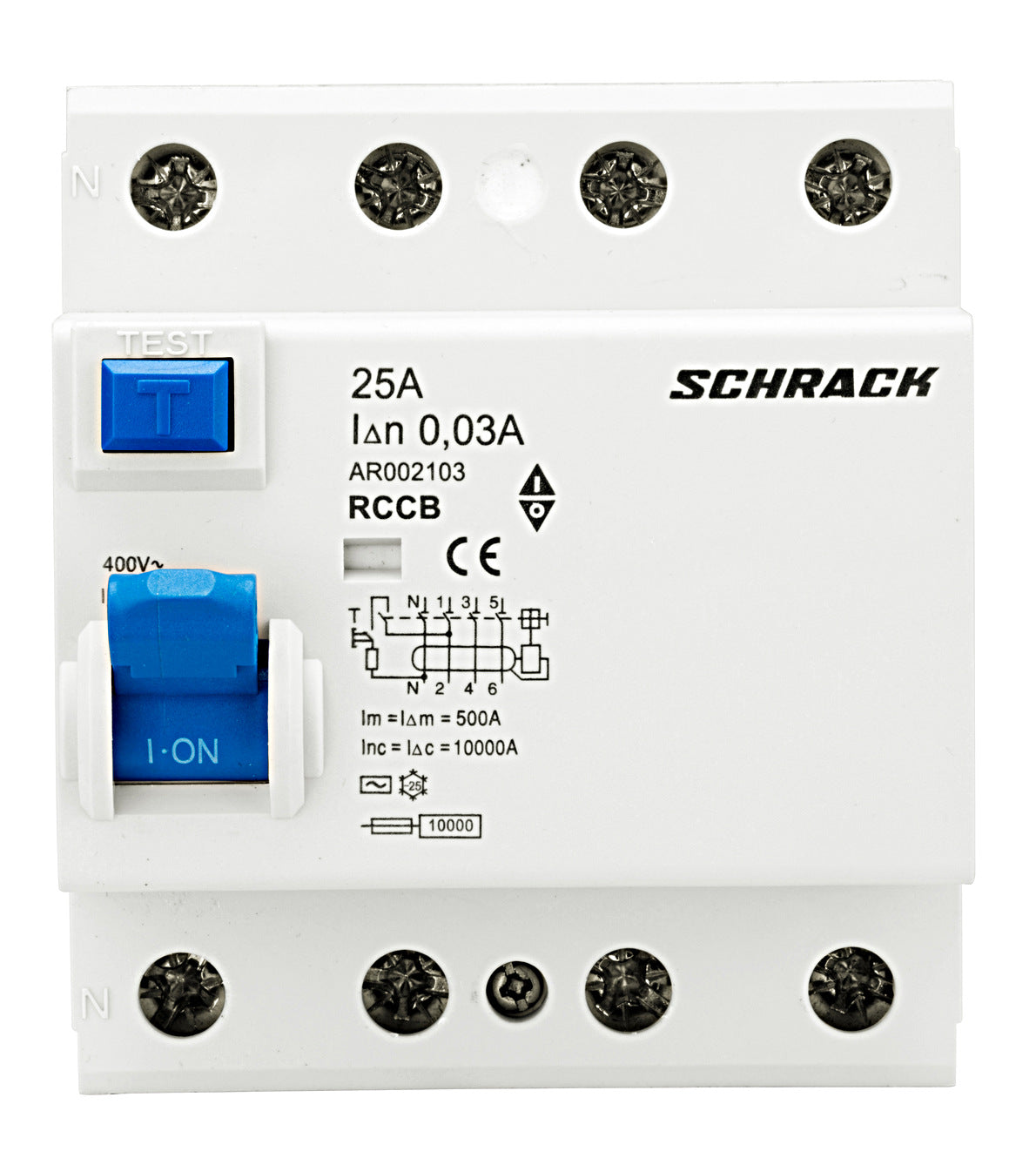 Residual Current Circuit Breaker 10kA, 4-pole, 30mA