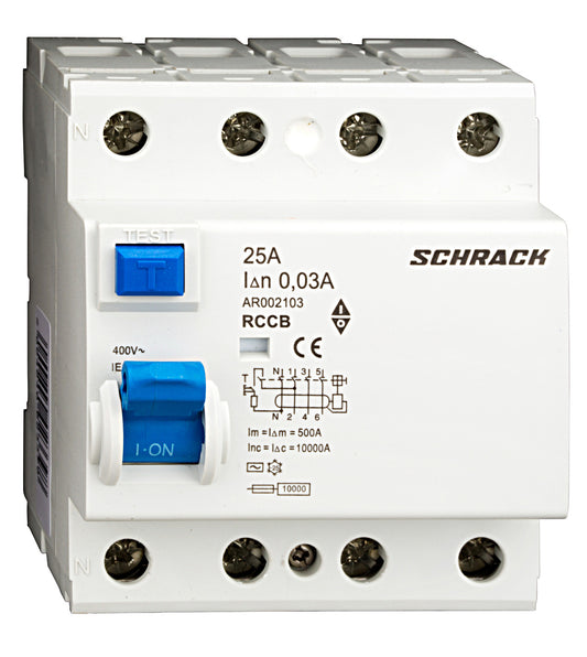 Residual Current Circuit Breaker 10kA, 4-pole, 30mA