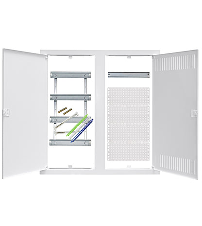 Media combi-enclosure frame and doors, horizontal 4-rows
