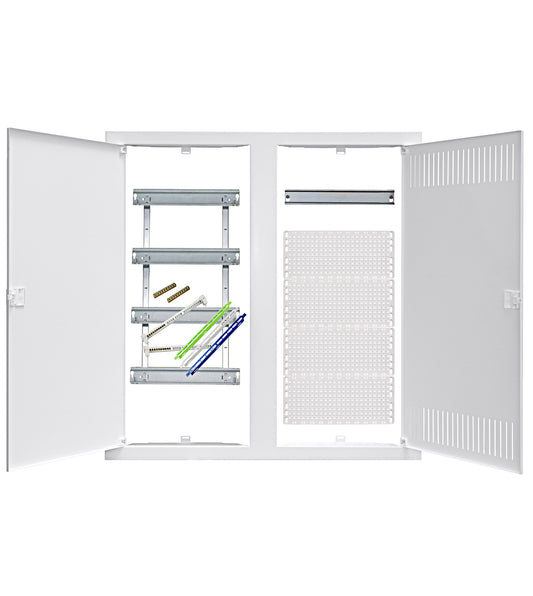 Media combi-enclosure frame and doors, horizontal 4-rows