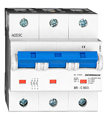 High Current Miniature Circuit Breaker 3pole, 20kA, 80A