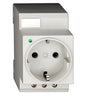 Rail mountable socket, with LED and screw connection