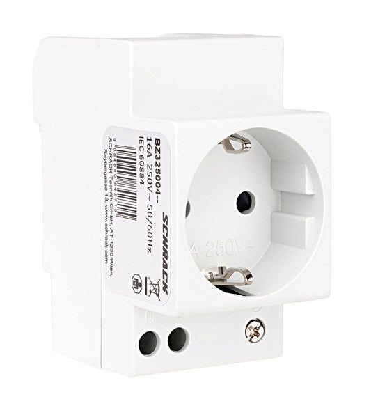 DIN-rail German socket, screw terminals, 16A, 250V