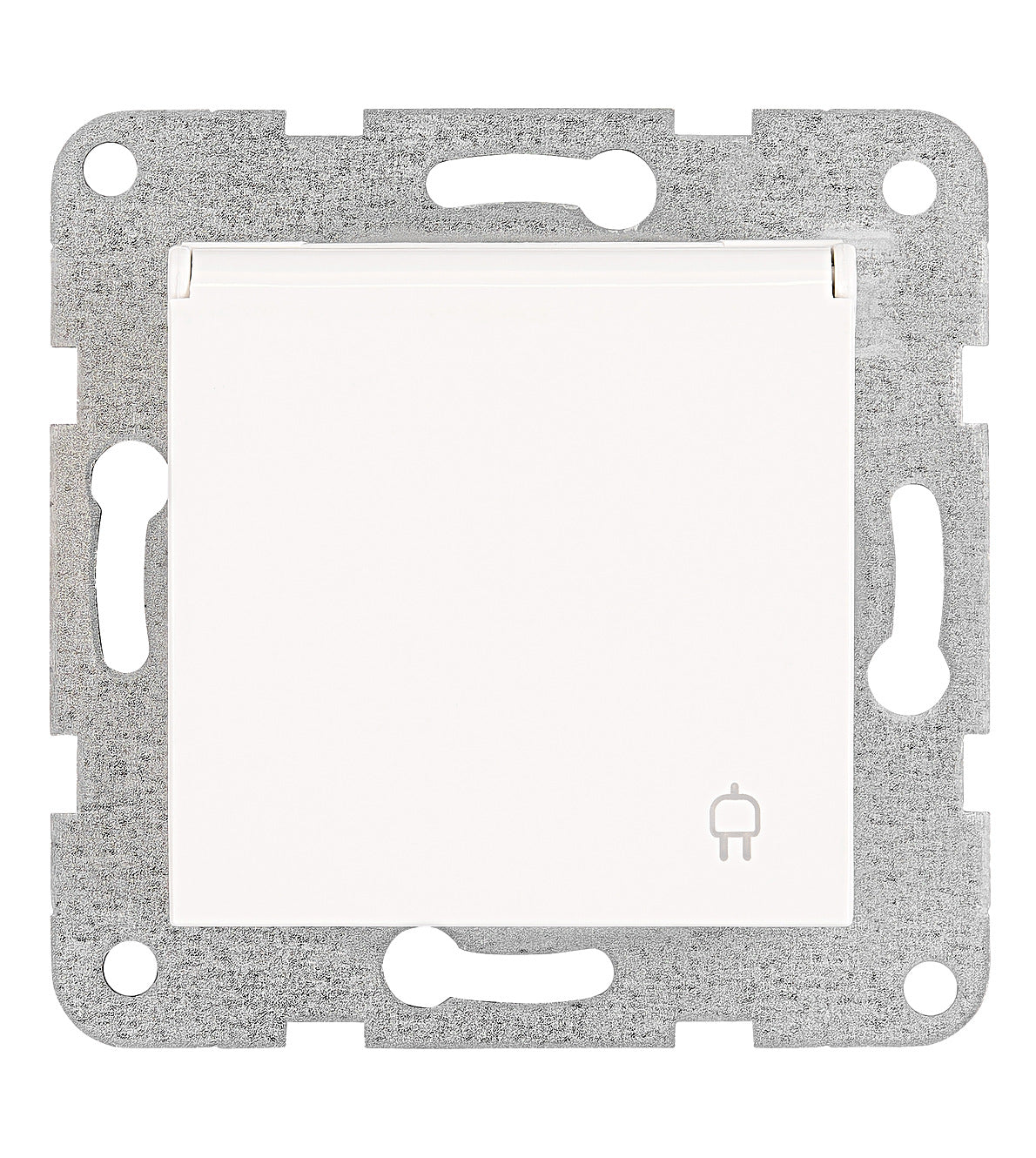 Socket outlet, flap cover, screw clamps, white