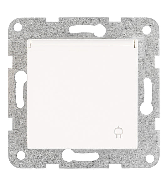 Socket outlet, flap cover, screw clamps, white