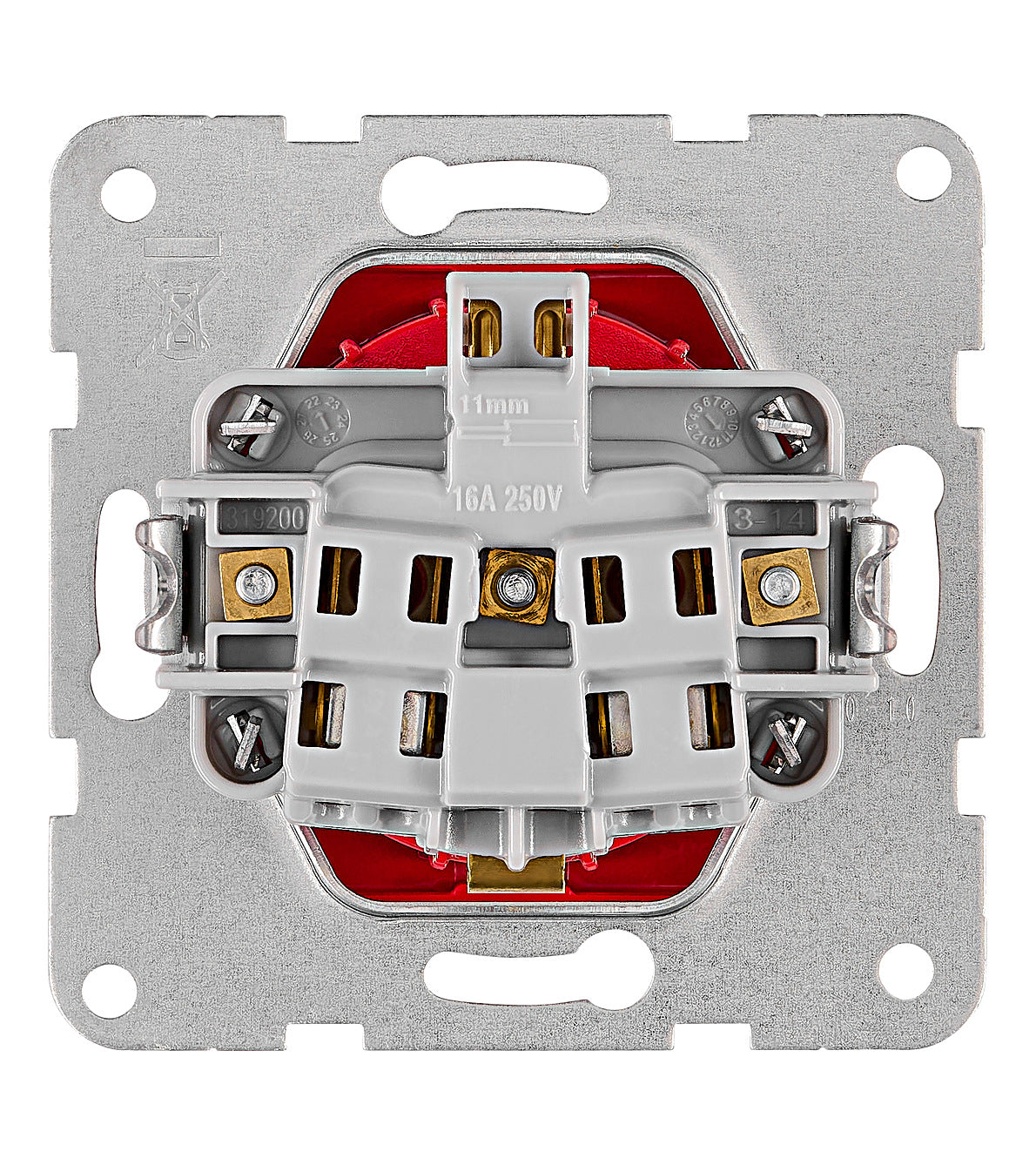 Socket outlet, screw clamps, red
