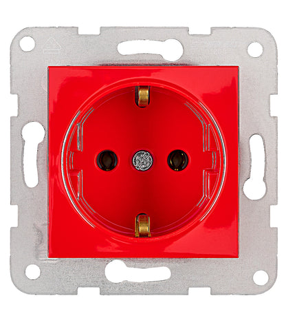 Socket outlet, screw clamps, red