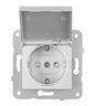Socket outlet, flap cover, screw clamps, silver