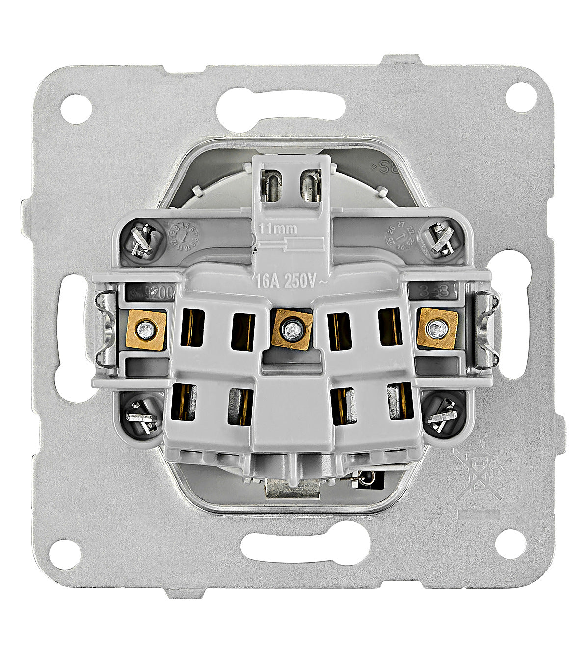 Socket outlet, flap cover, screw clamps, silver