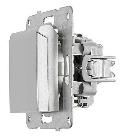 Socket outlet, flap cover, screw clamps, silver