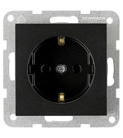 Socket outlet, cage clamps, black