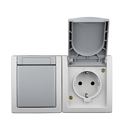 Socket outlet, cage clamps, VISIO IP54, EV211