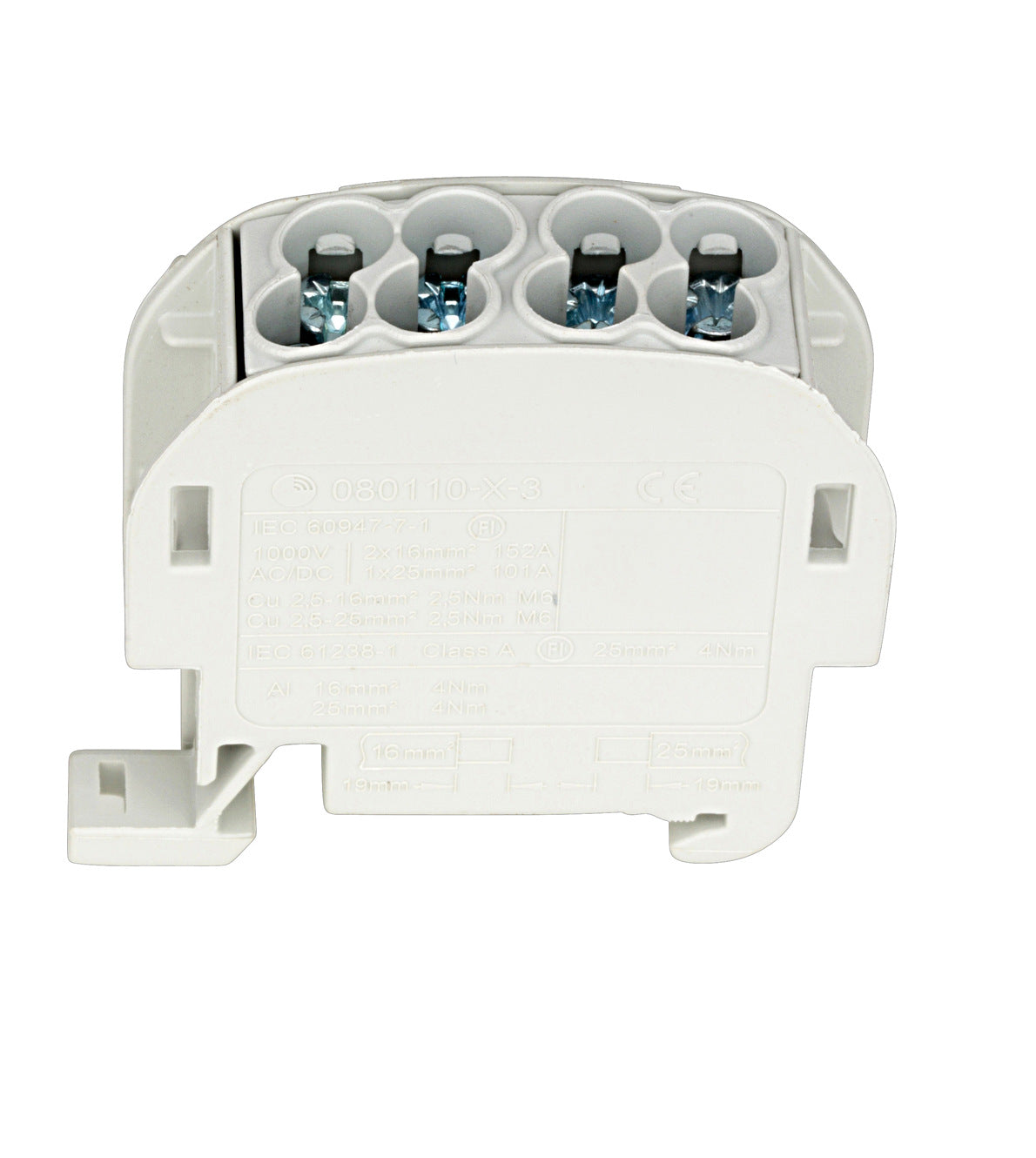 AL/CU-Main branch terminal, 25mm², 1-pole insulated grey