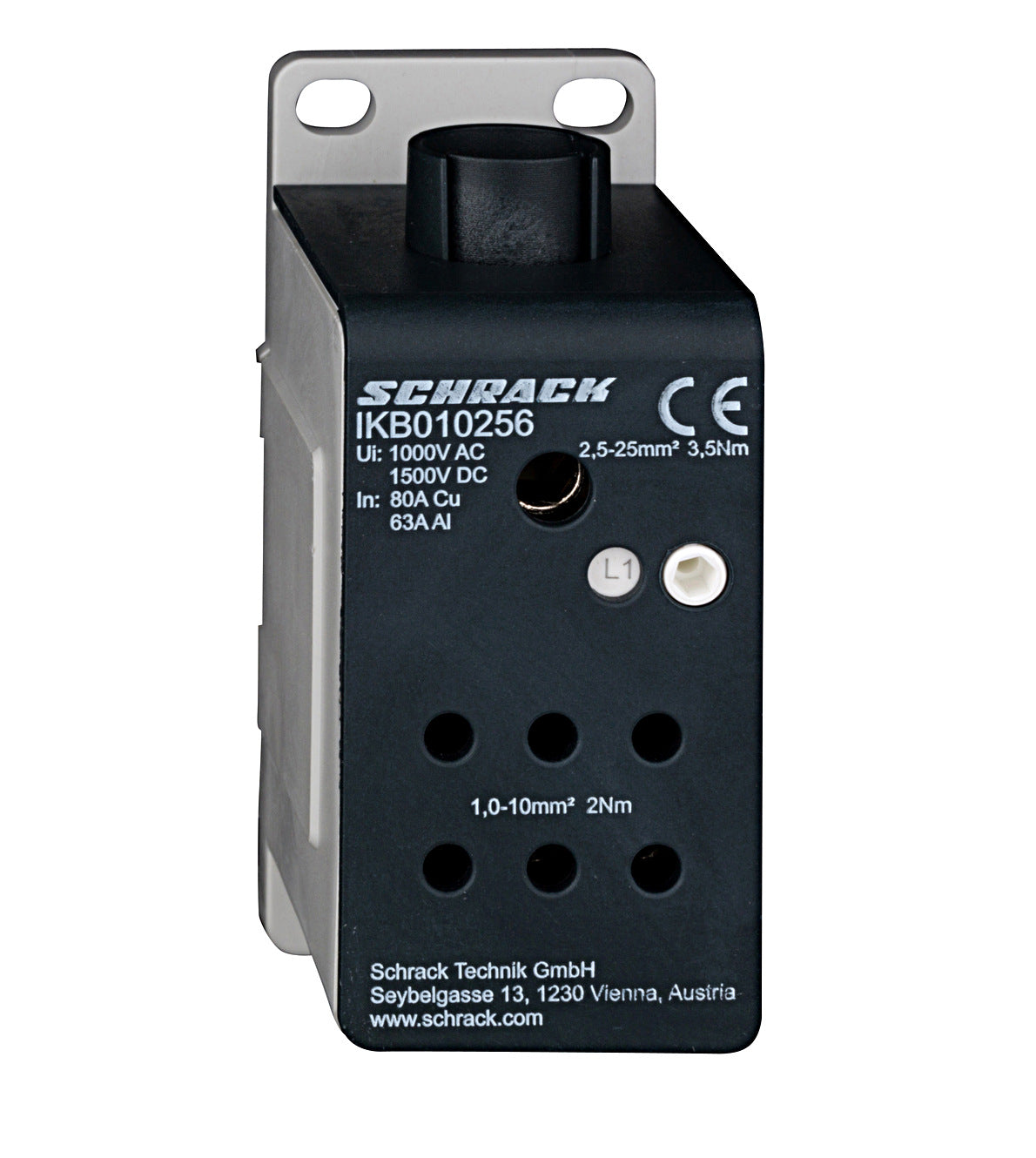 AL - Main branch terminal, 1-pole,80A, 1x25mm², 6x10mm²