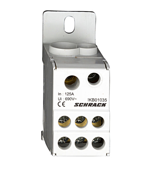 Main branch terminal, 1-pole,125A, in. 1x35mm², out.7x16mm²