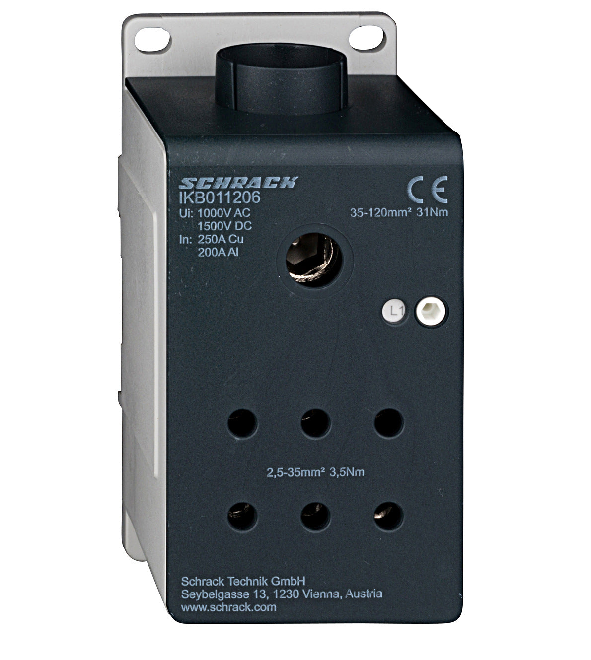 AL - Main branch terminal, 1-pole,250A, 1x120mm²,6x35mm²