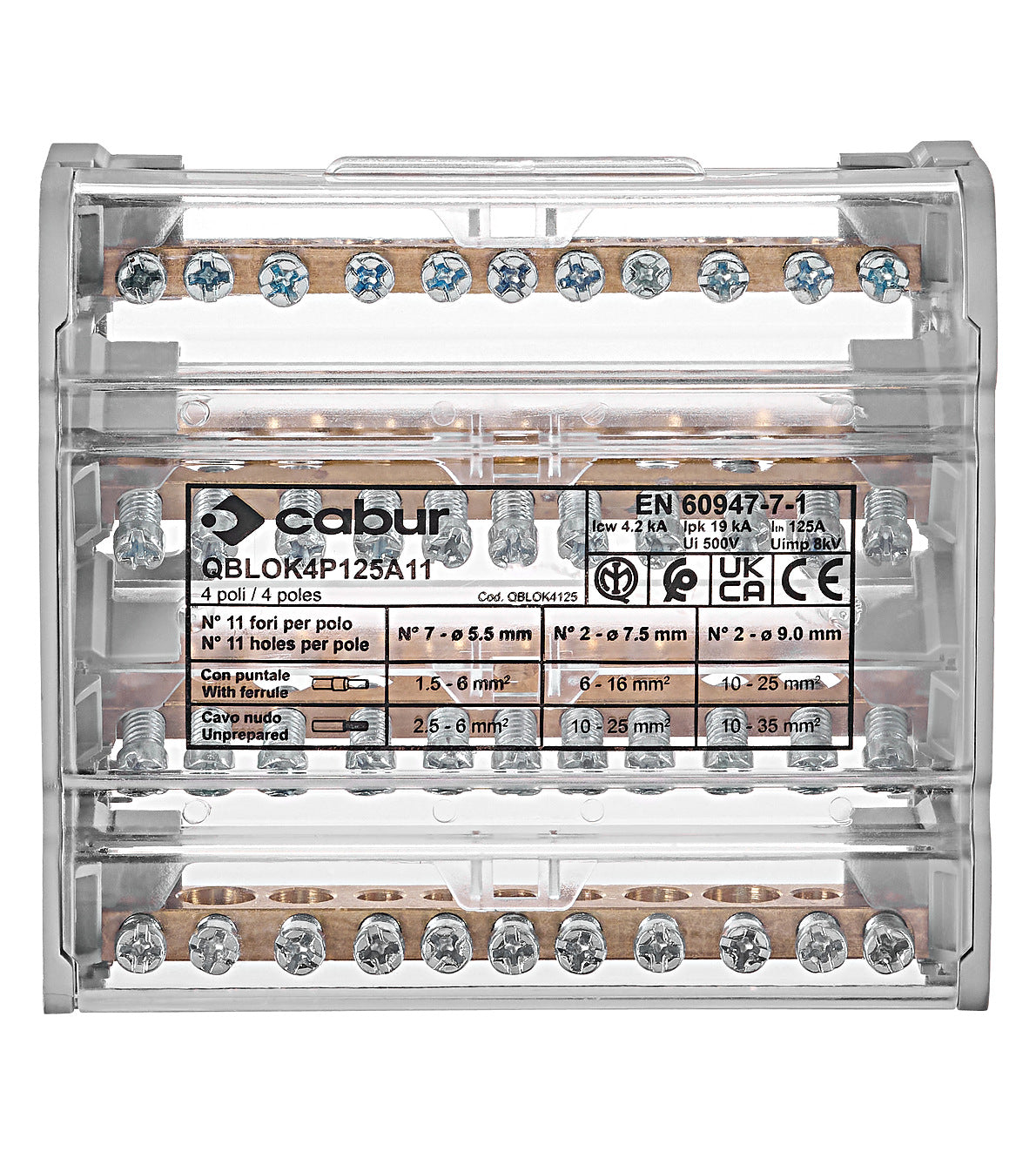 Main branch terminal, 4-p, n 2x35mm²,out 2x25+7x6mm²