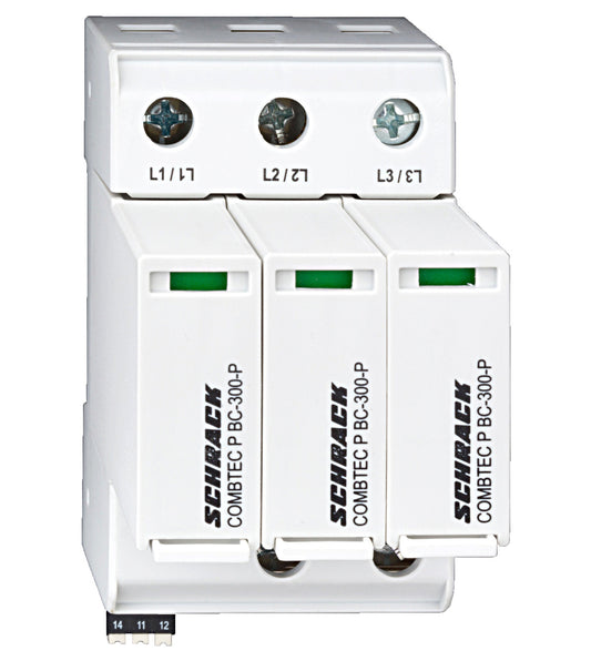Surge arrester, 3+0 TNC, Class I+II(B+C), 300V, 12.5kA