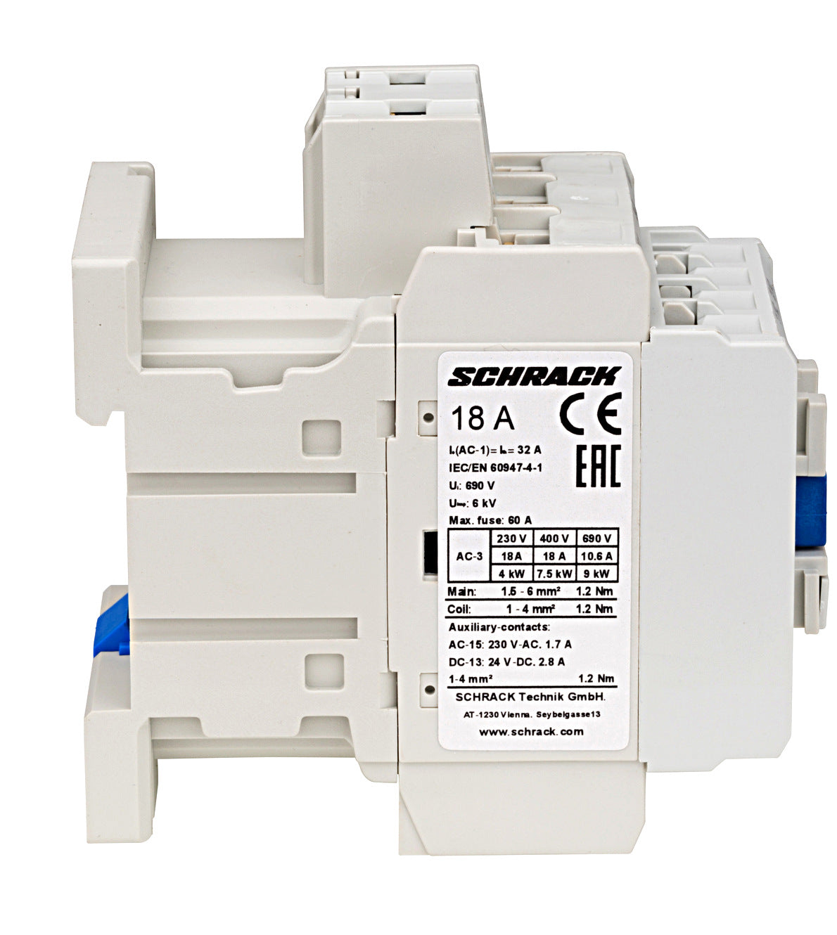Contactor 3-pole, CUBICO Classic, 7,5kW, 18A,1NO+1NC, 230VAC