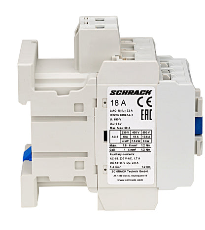 Contactor 3-pole, CUBICO Classic, 7,5kW, 18A,1NO+1NC, 230VAC