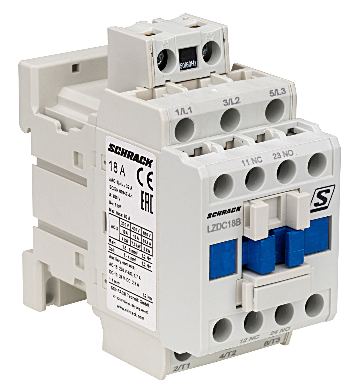 Contactor 3-pole, CUBICO Classic, 7,5kW, 18A,1NO+1NC, 230VAC