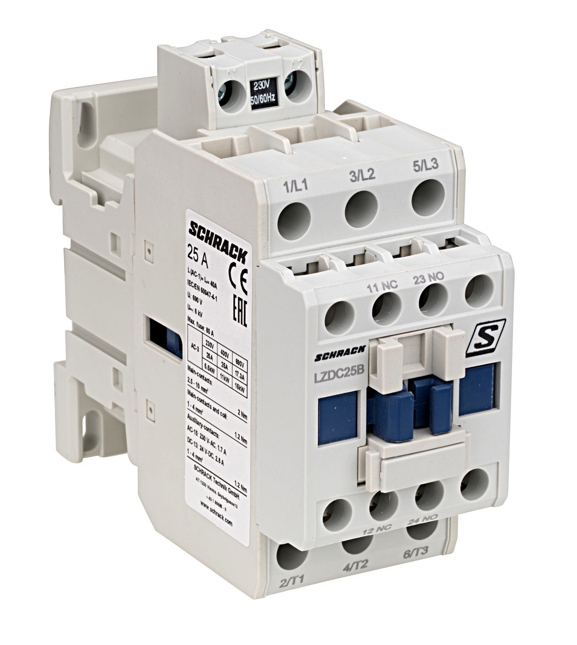 Contactor 3-pole, CUBICO Classic, 11kW, 25A, 1NO+1NC, 230VAC