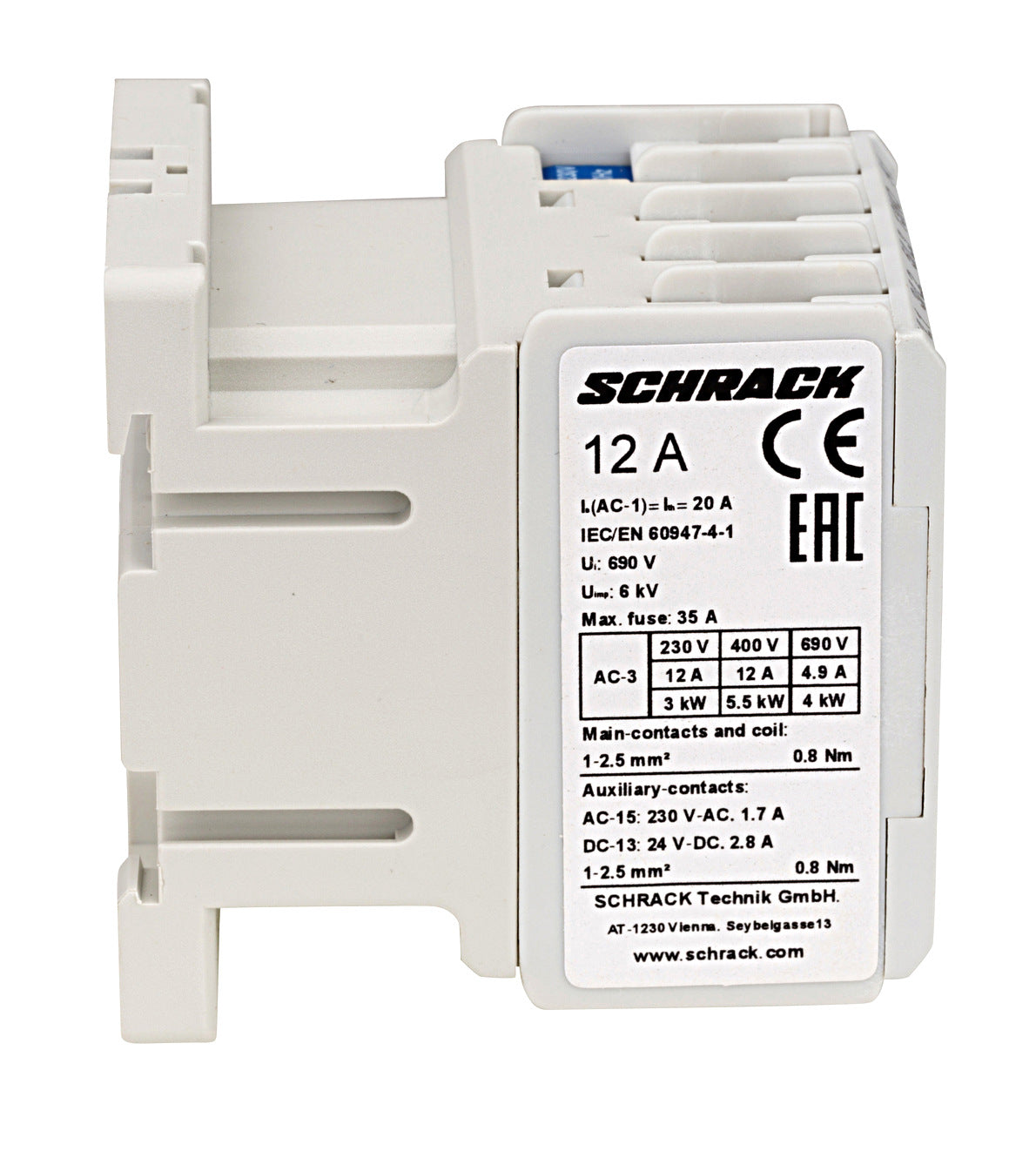 Contactor 3-pole, CUBICO Mini, 5,5kW, 12A, 1NO, 230VAC