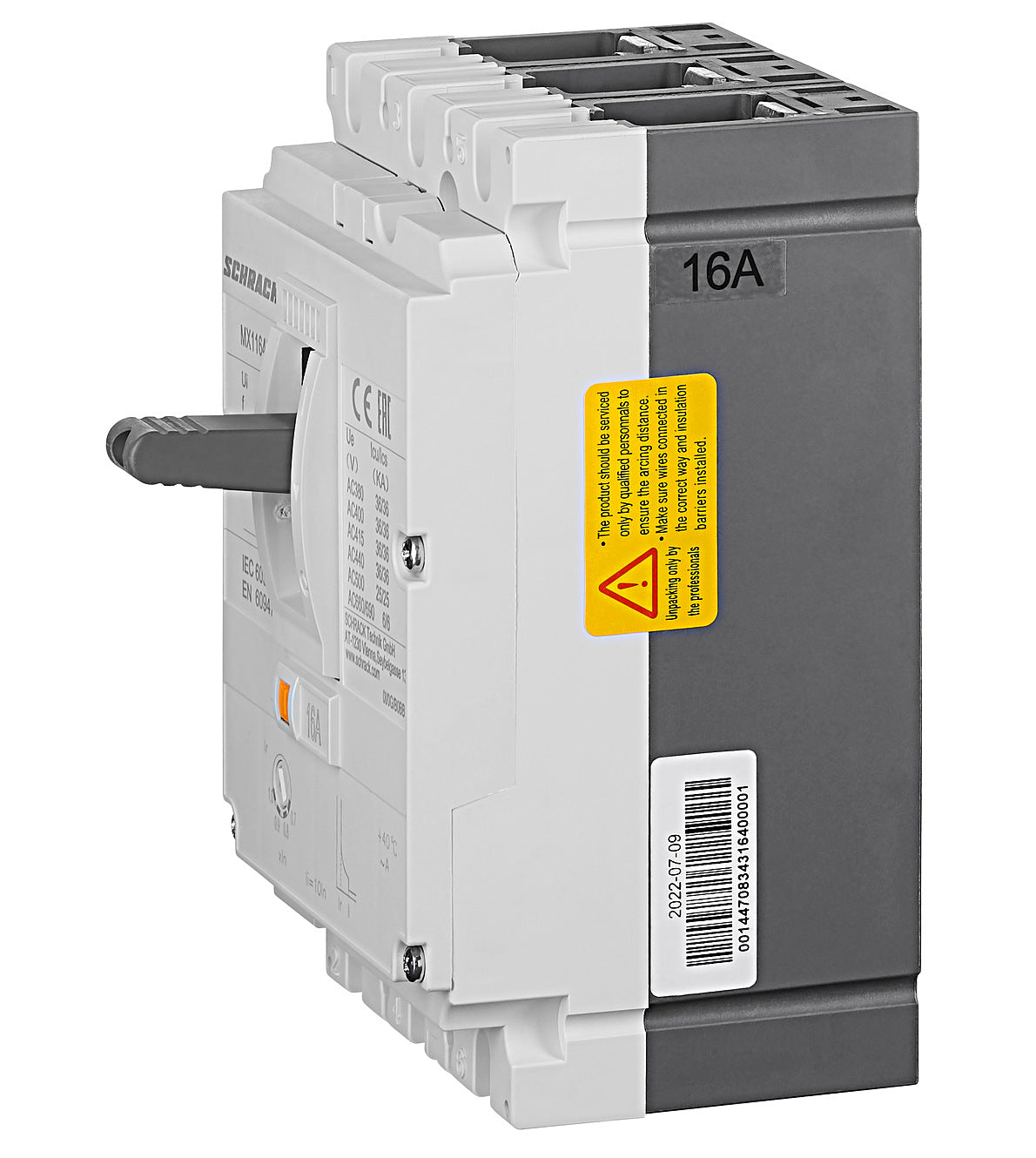 Moulded Case Circuit Breaker Type A, 3 pole, 36kA, 16-630A