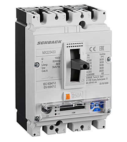 Moulded Case Circuit Breaker Type EM, 3 pole, 36kA, 250A
