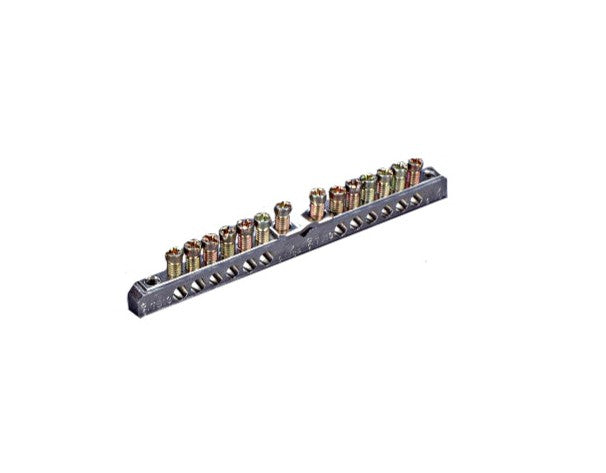 Earth/neutral busbar 63A screw-on, 1m long, self-locking