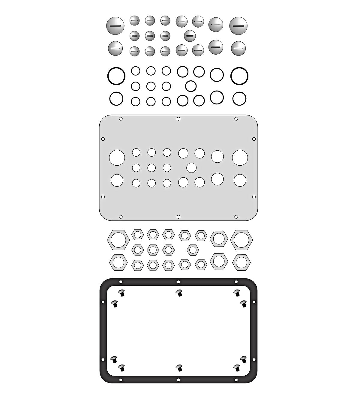 Մալուխի մուտքի հերմետիկ վահանակ տիպ D-ի համար (WSA)