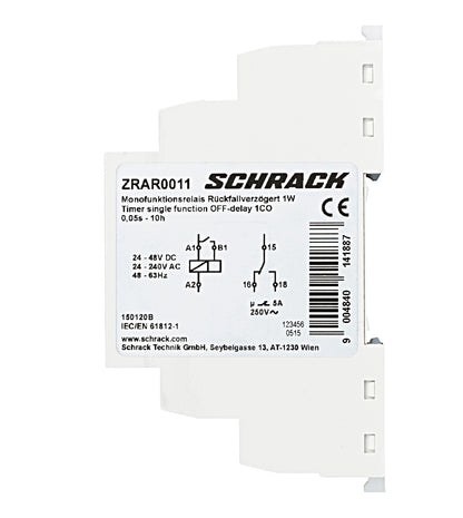 Timer singlefunctionOFF-delay AMPARO,24VAC/DC, 230VAC,1CO,5A